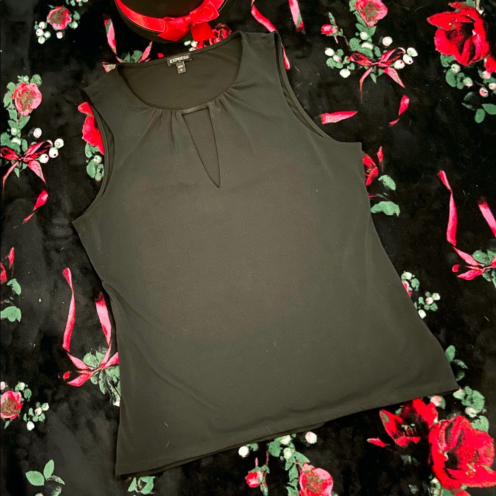 EXPRESS high quality dress tank with peek-a-boo size large color black